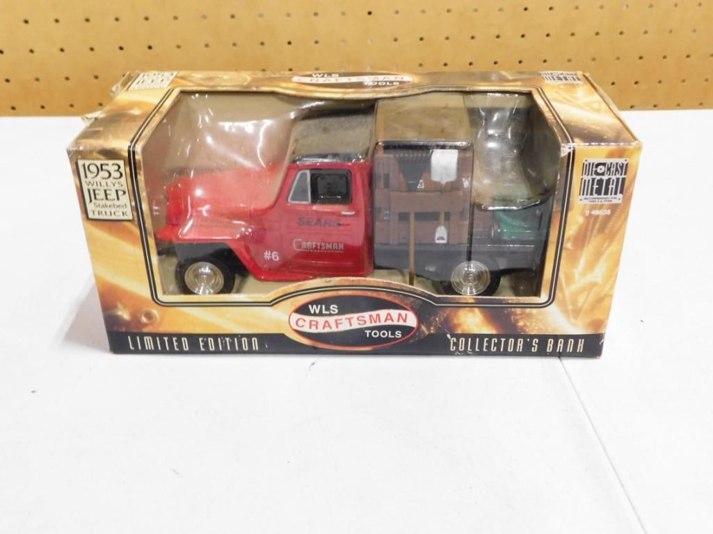 WLS Craftsman Tools 1953 Willy's Jeep Stakebed Truck Bank Limited Edition Die Cast New in Box (1 of 3)