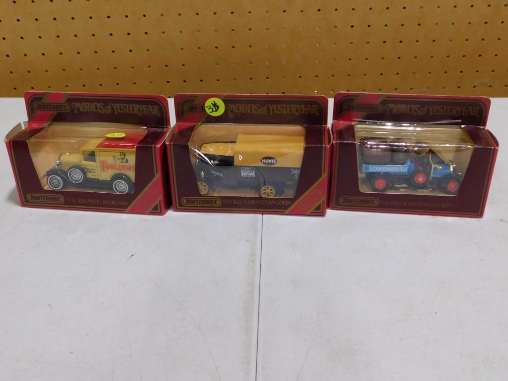 3 Matchbox Models of Yesteryear incl 1918 Crossley Beer Lorry Lowenbrau, Y-27 / 1922 Fodensteam Lorr (1 of 3)