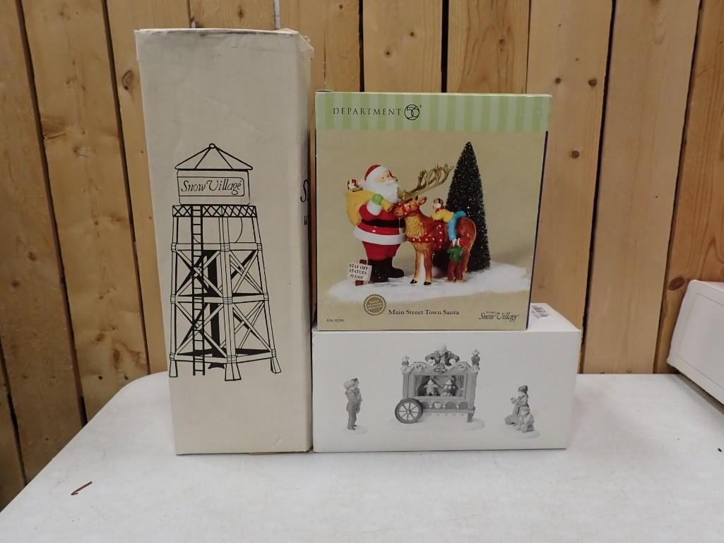 Department 56 Lot including Main Street Town Santa, Snow Village Watertower, The Old Puppeteer: Department 56 Lot including Main Street Town Santa, Snow Village Watertower, The Old Puppeteer Heritage Village Collection