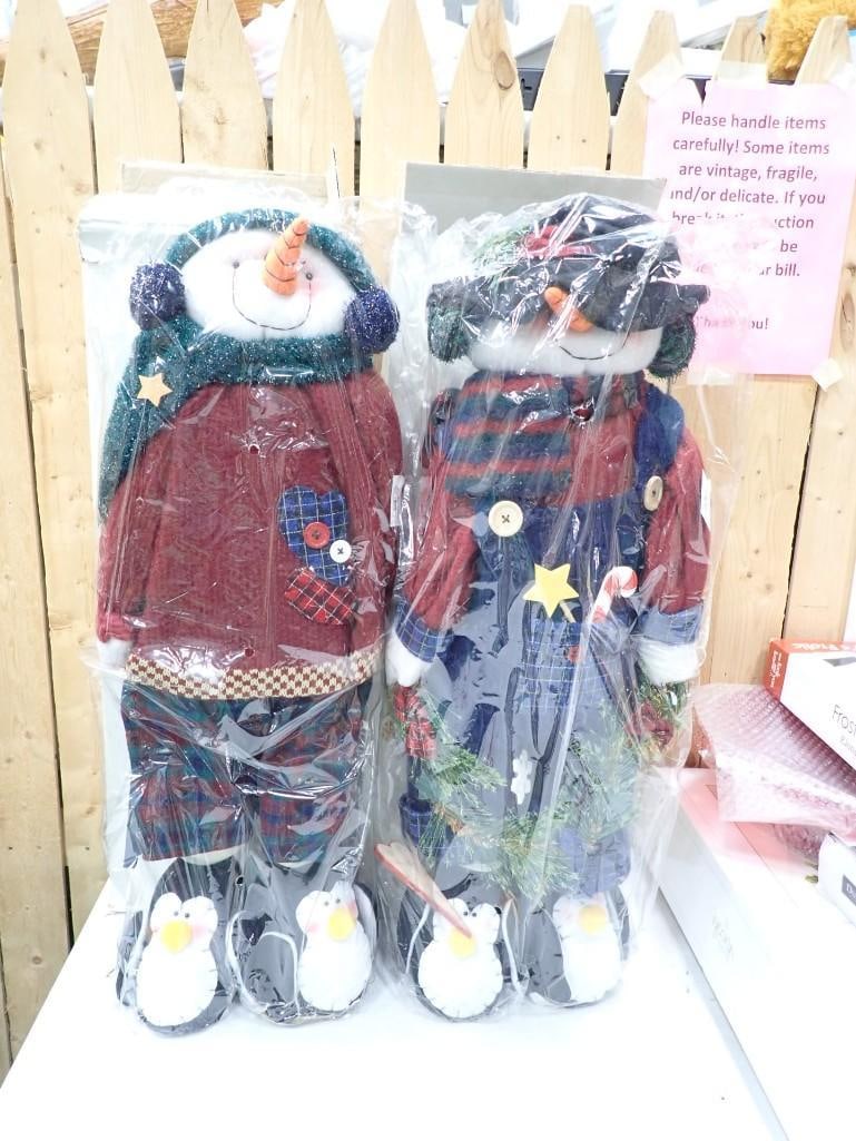 Pair of Plush Snowmen Winter / Christmas Decor - roughly 27" tall (1 of 6)