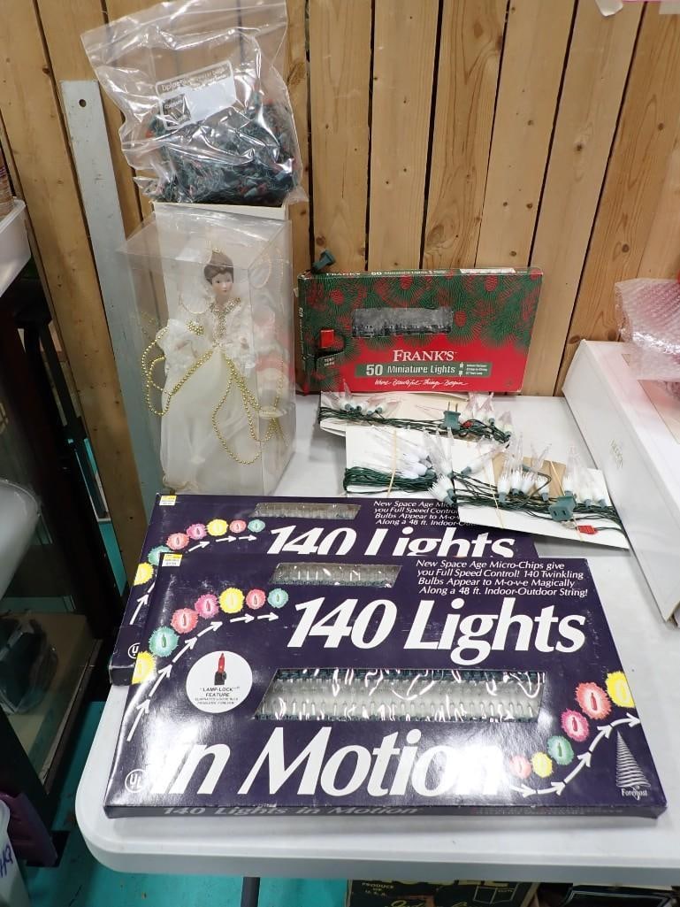 Lot of Christmas Lights and Tree Topper: Lot of Christmas Lights and Tree Topper