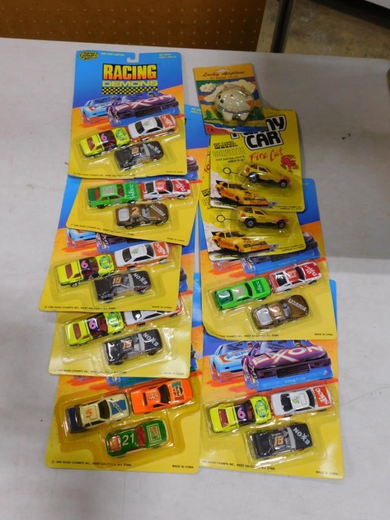 Die Cast Cars, Lucky Airplane, Etc incl Funny Car Fire Cat, Racing Demons, etc New in Package: Lot of Die Cast Cars, Lucky Airplane, Etc incl Funny Car Fire Cat, Racing Demons, etc New in Package