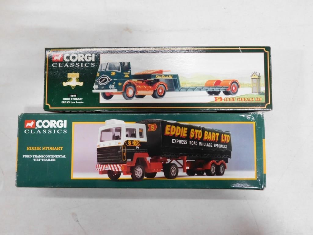 2 Corgi Classics Trucks incl Eddie Stobart ERF KV Low Loader 11601 and Eddie Stobart Ford Fransconti (1 of 4)