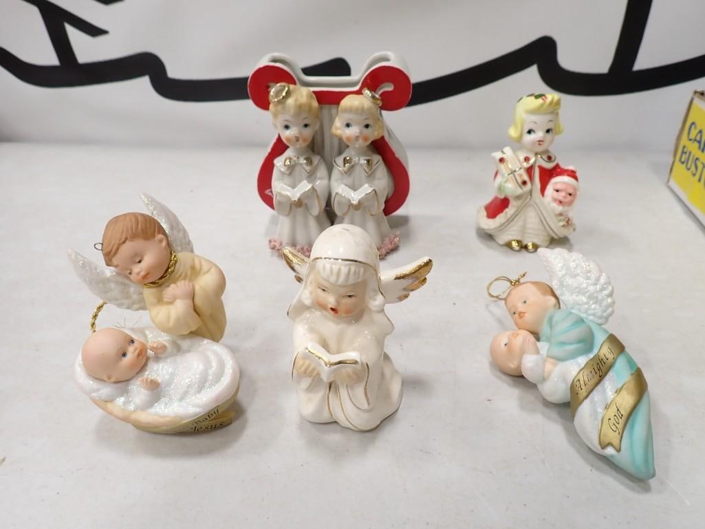Lot of Angels incl 1950s-60s, Ornaments, Figurines, Small Vase, Made in Japan, etc (1 of 6)