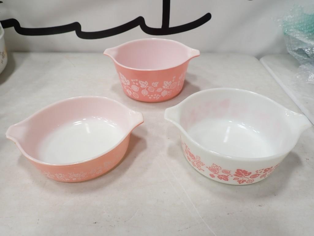 Vintage Pyrex Gooseberry Pink Baking Dishes Set of 3 Numbers 471, 472, 473 (1 of 6)