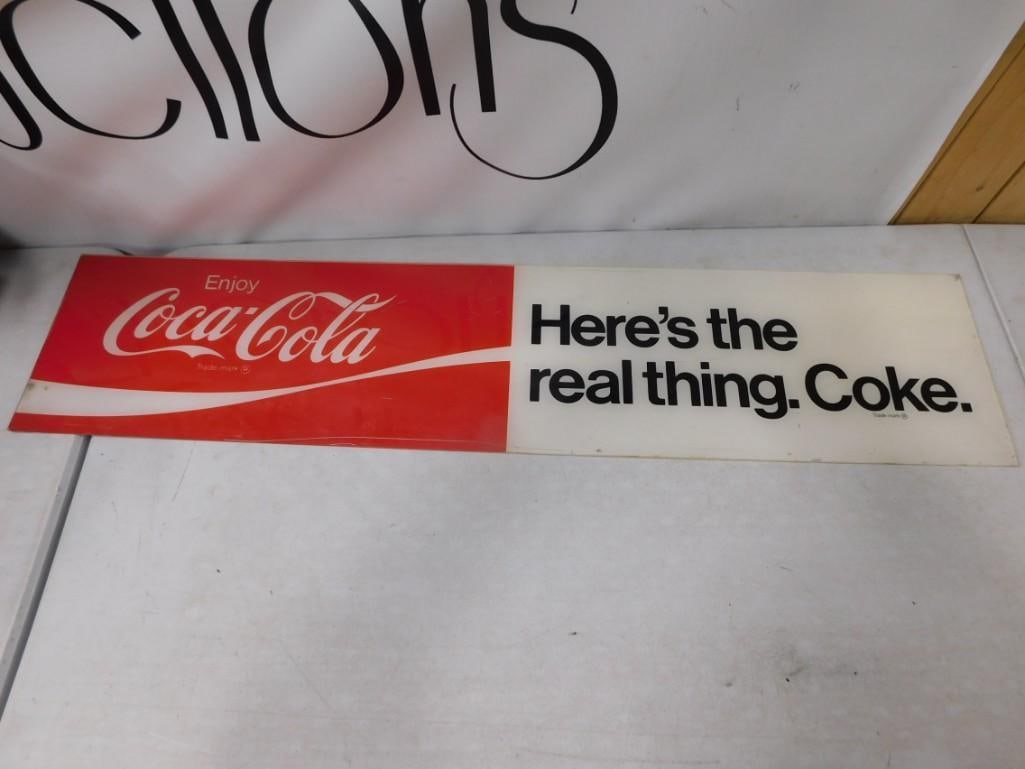 Vintage Coca Cola the Real Thing Acrylic Advertising Sign (1 of 3)