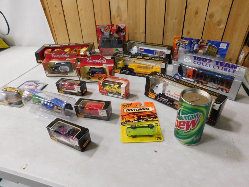 Assorted Cars / Truck lot including Cambell's Soup, Pepsi, Matchbox, Mountain Dew, Maisto, etc. (1 of 4)