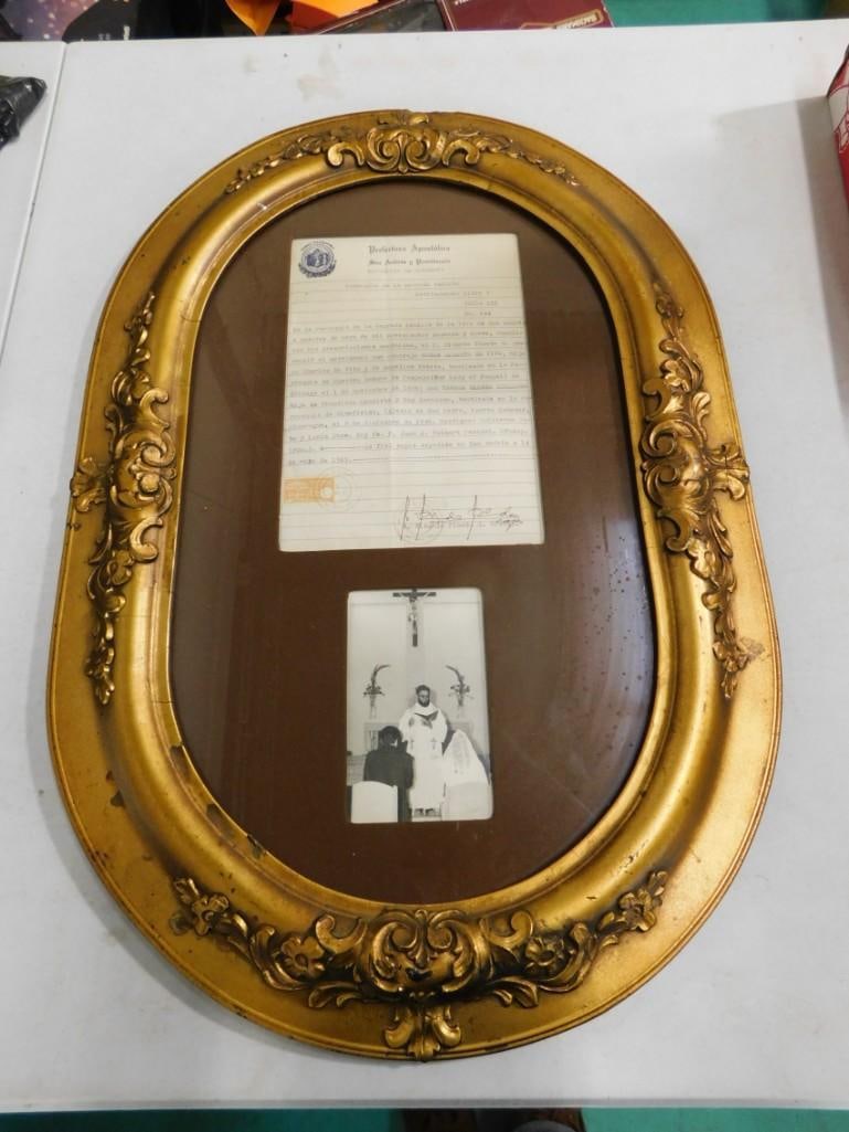 Vintage Framed Wedding Colombian Wedding Certificate - Measures roughly 16x20" (1 of 6)