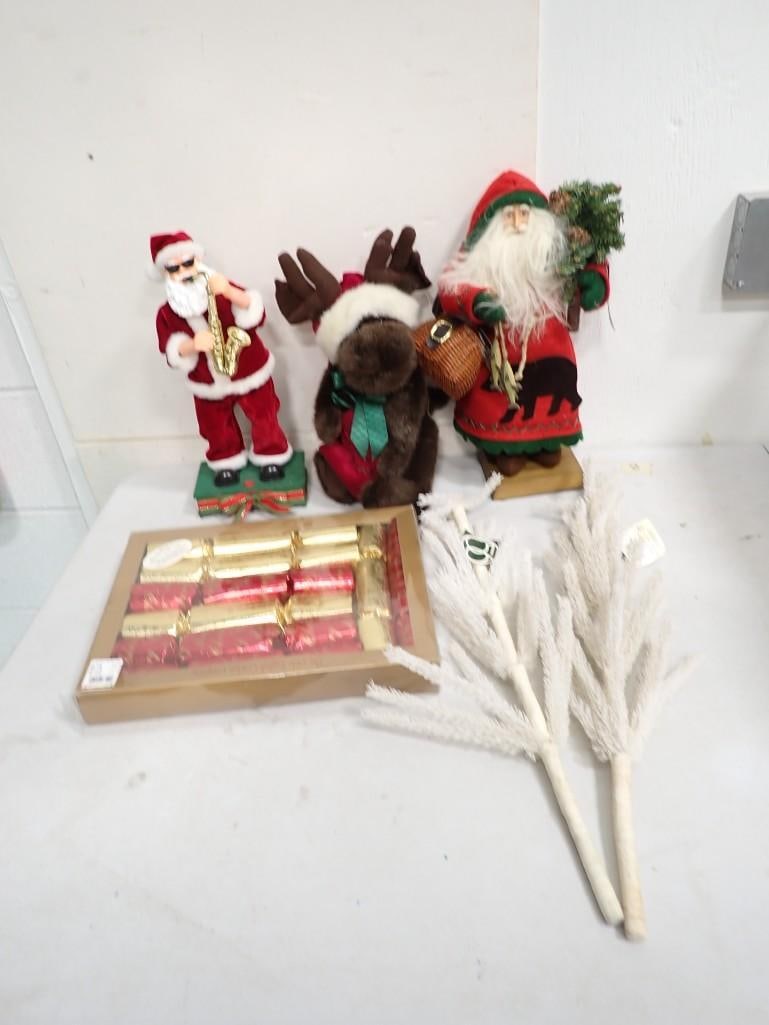 Christmas Lot incl Dept 56 Trees, Plush Reindeer, Santa Claus, etc (1 of 8)