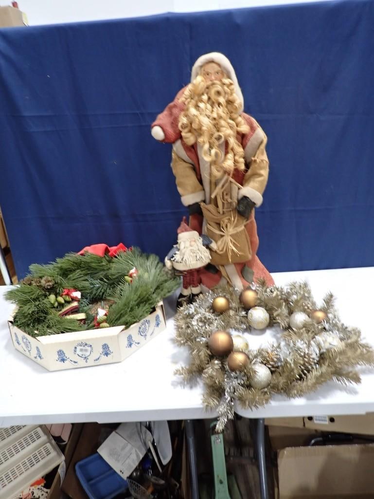 Christmas Decor incl Santa Claus, 2 Faux Wreaths: Christmas Decorations incl Santa Claus, 2 Faux Wreaths