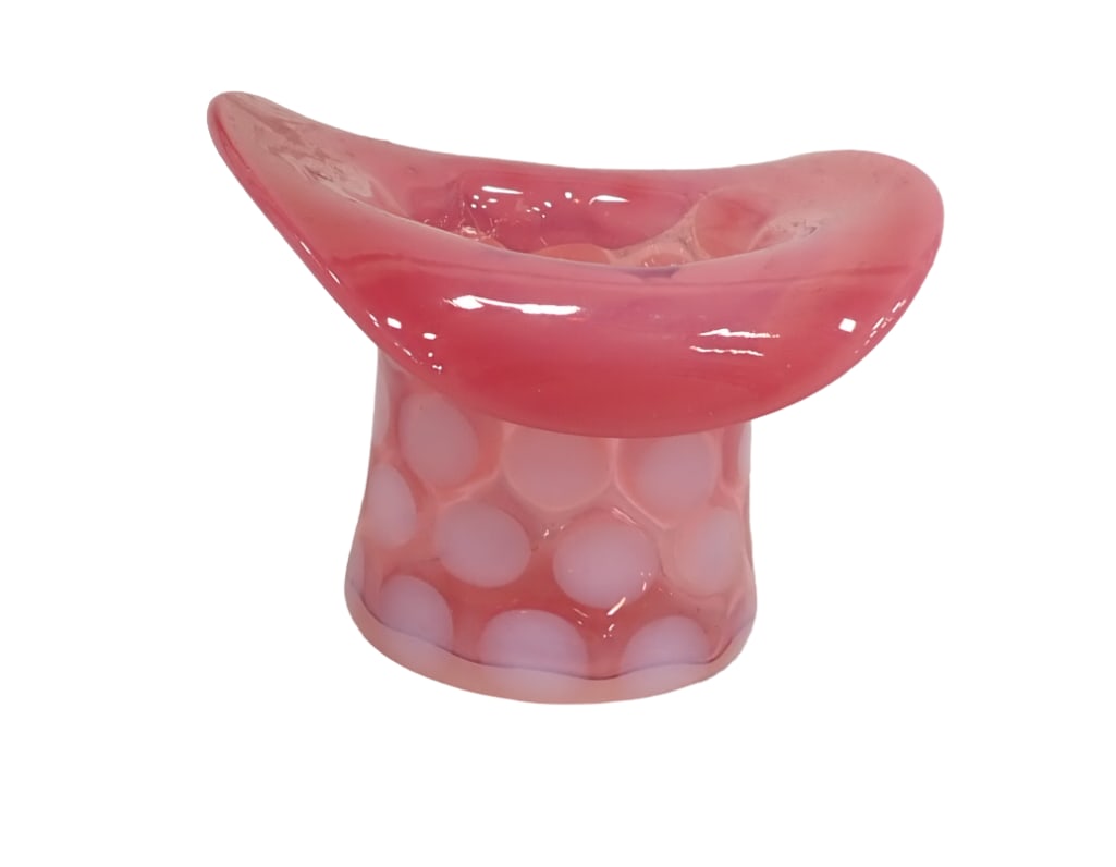 Vintage Fenton Cranberry Coin Dot Glass Top Hat Vase (1 of 7)