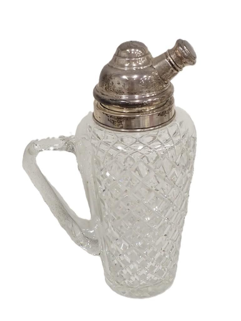 Vintage or antique cocktail shaker with top marked sterling: Vintage or antique cocktail shaker with top marked sterling