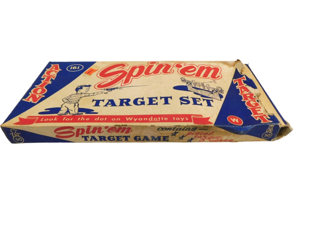 Vintage Spin 'em Target Set by Wyandotte Toys in Original Box: Vintage Spin 'em Target Set by Wyandotte Toys in Original Box