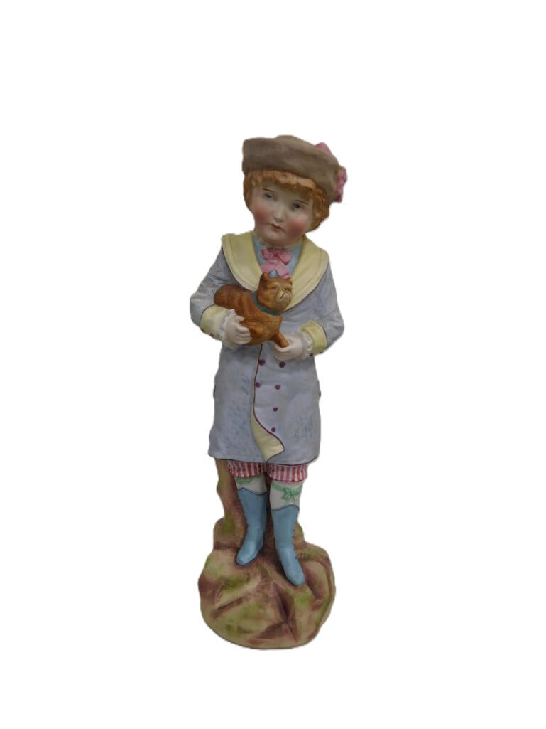 Vintage Porcelain Bisque Figurine - Girl with Dog (1 of 4)
