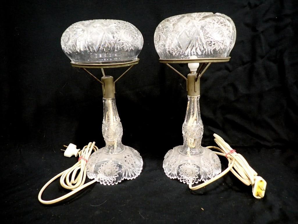 Pair of Vintage or Antique Cut Glass Lamps (1 of 11)