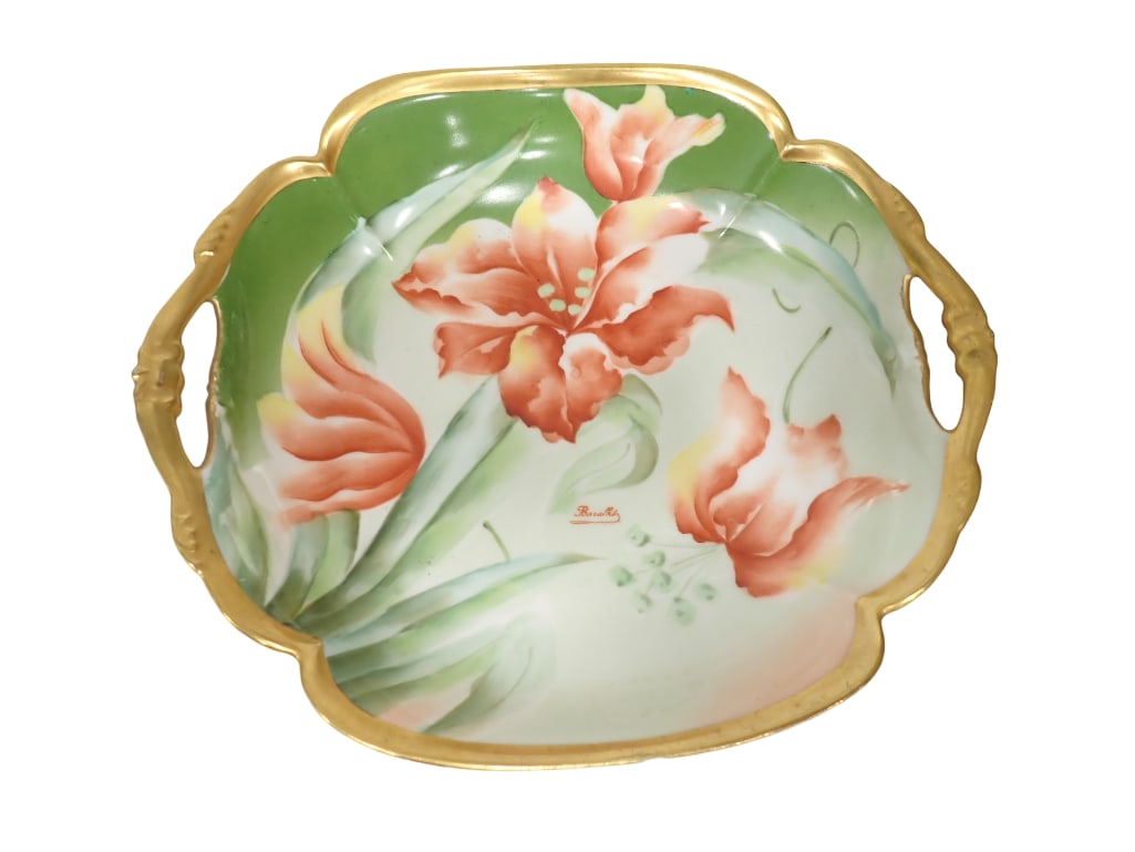 Antique Limoges Old Abbey Dish or Shallow Bowl with Floral Design: Antique Limoges Old Abbey Dish or Shallow Bowl with Floral Design