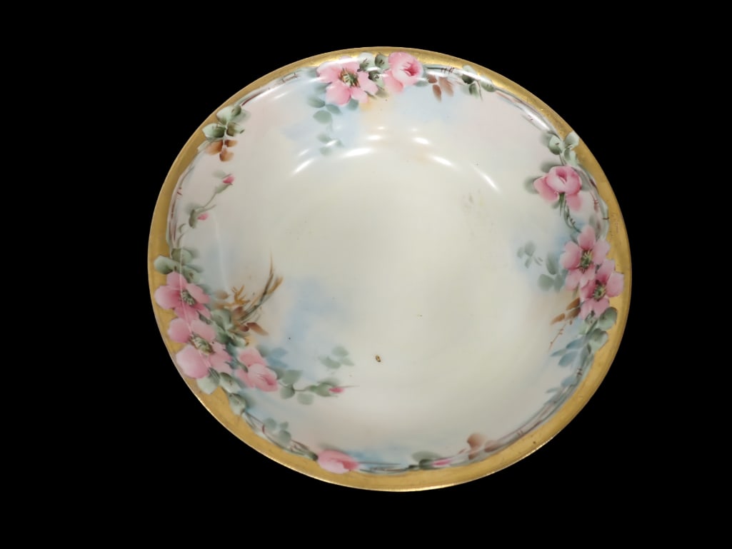 Antique Hutschenreuther Bavaria Dish or Shallow Serving Bowl with Floral Pattern: Antique Hutschenreuther Porcelain Bavaria Dish or Shallow Serving Bowl with Floral Pattern