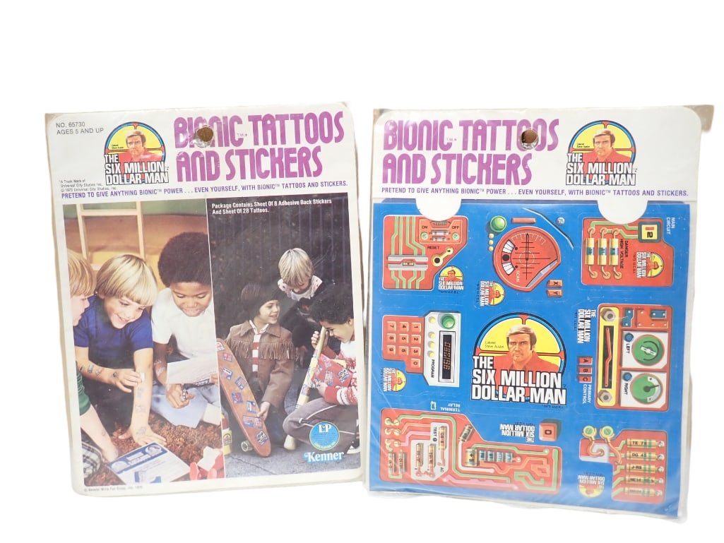 Vtg 1976 The Six Million Dollar Man Bionic Tattoos and Stickers 2 Sets NOS New Old Stock (1 of 6)