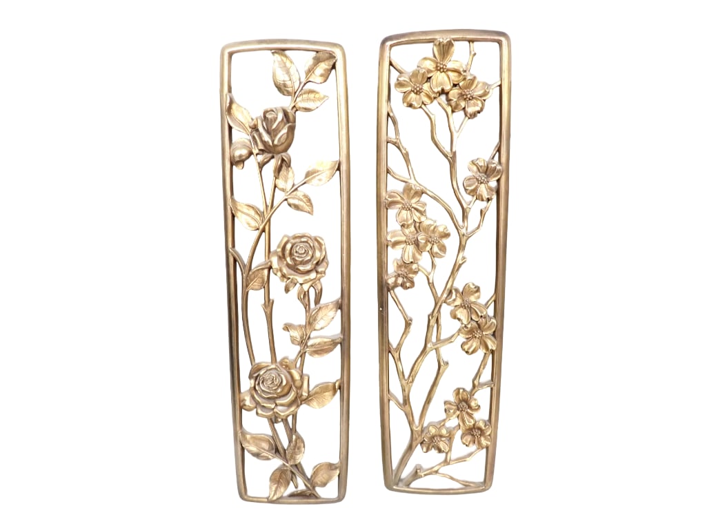 Pr of Vintage Syroco Mid Century Wall Hangings Floral Design (1 of 5)