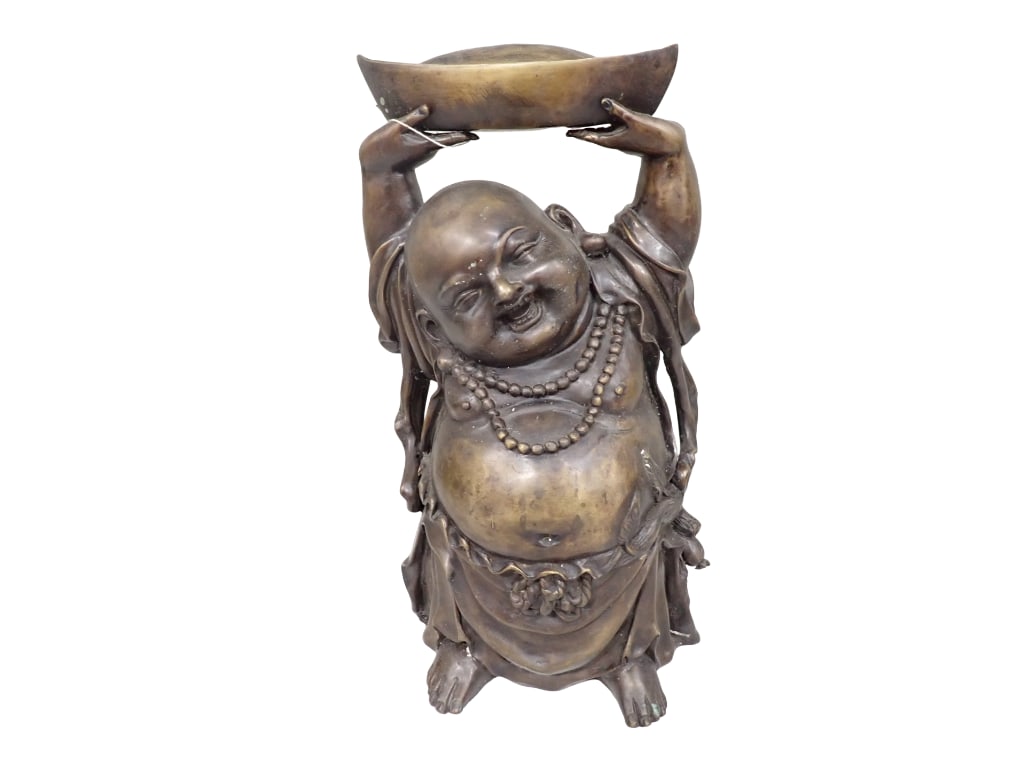 Bronze Hotei Buddha Statue or Sculpture approx 18 1/4" Tall: Bronze Hotei Buddha Statue or Sculpture approximately 18 1/4" Tall