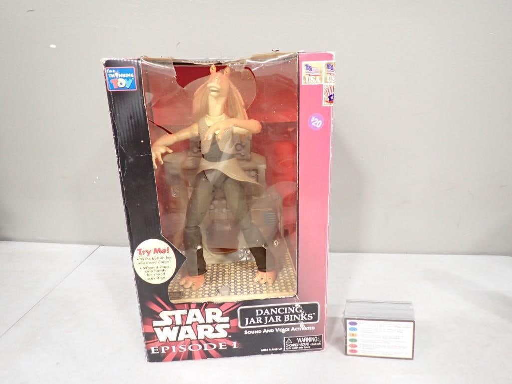 Star Wars Episode I Dancing Jar Jar Binks Toy and Star Wars Trivial Pursuit Cards (1 of 9)