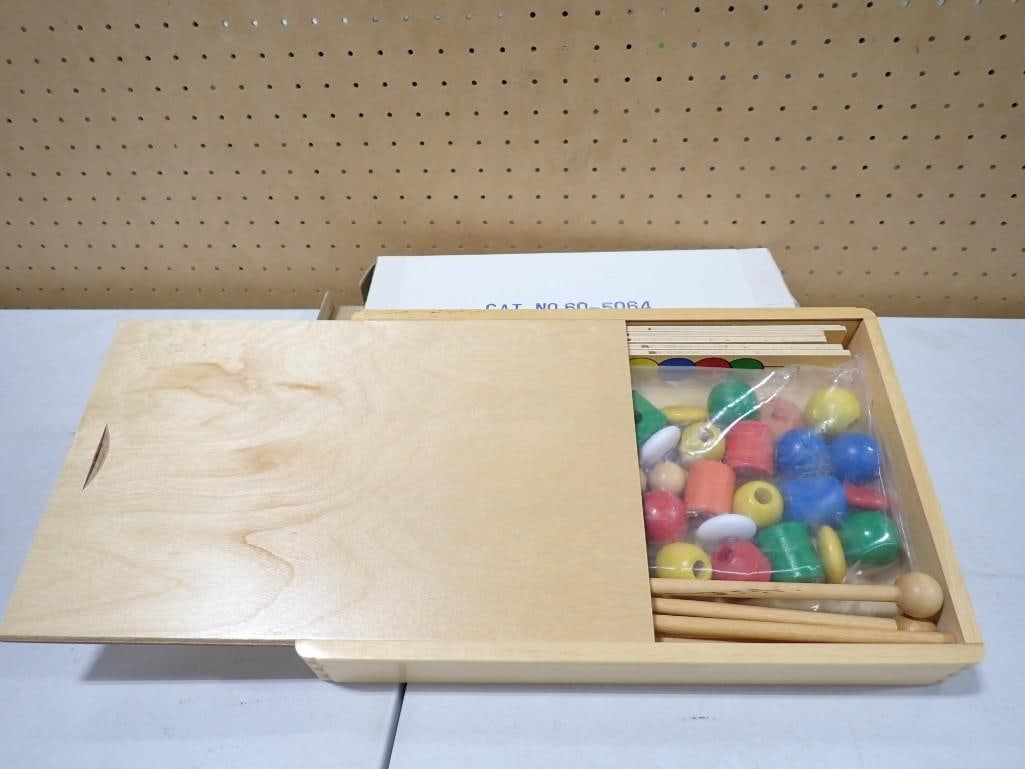 Wood Bead Playset Toy in Wood Box New in Box: Wood Bead Playset Toy in Wood Box New in Box