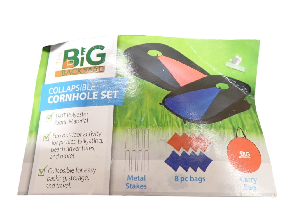 The Big Backyard Collapsible Cornhole Set: The Big Backyard Collapsible Cornhole Set Appears new in open box