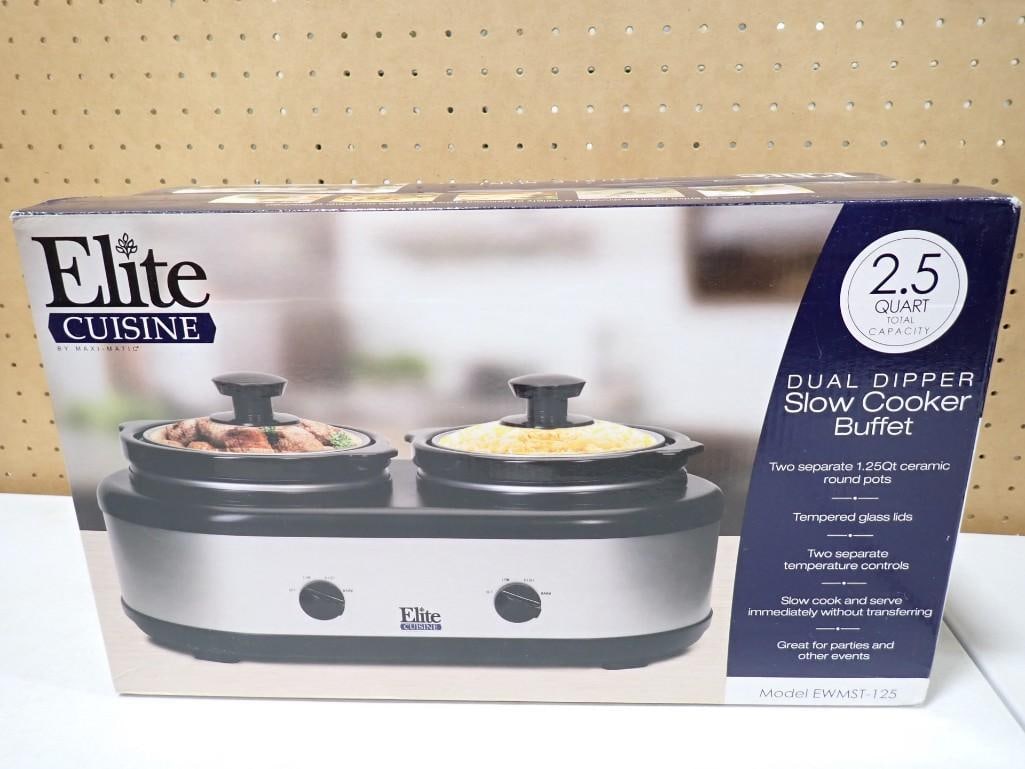 Elite Cuisine Dual Dipper Slow Cookier Buffet 2.5 Quart New in Box (1 of 7)