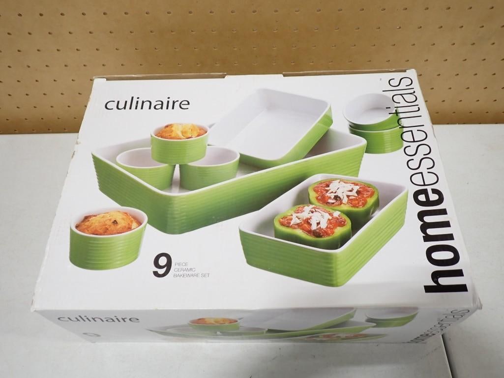 Home Essentials Culinaire 9 Pc Ceramic Bakeware Set New in Box (1 of 5)