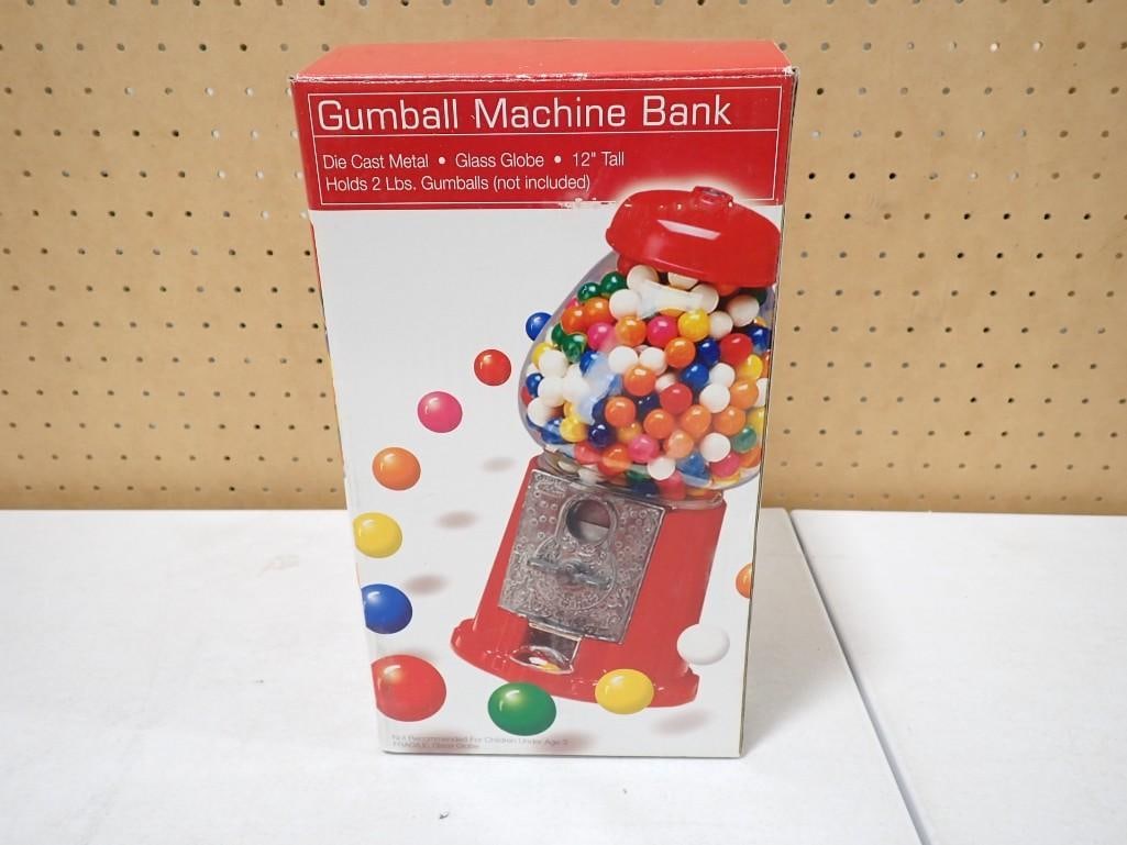 Gumball Machine Bank New in Box Die Cast Metal and Glass Globe 12" Tall: Gumball Machine Bank New in Box Die Cast Metal and Glass Globe 12" Tall