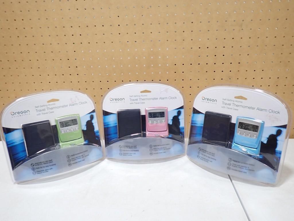 3 Travel Thermometer Alarm Clocks New in Package Pink Green Blue: 3 Travel Thermometer Alarm Clocks New in Package Pink Green Blue