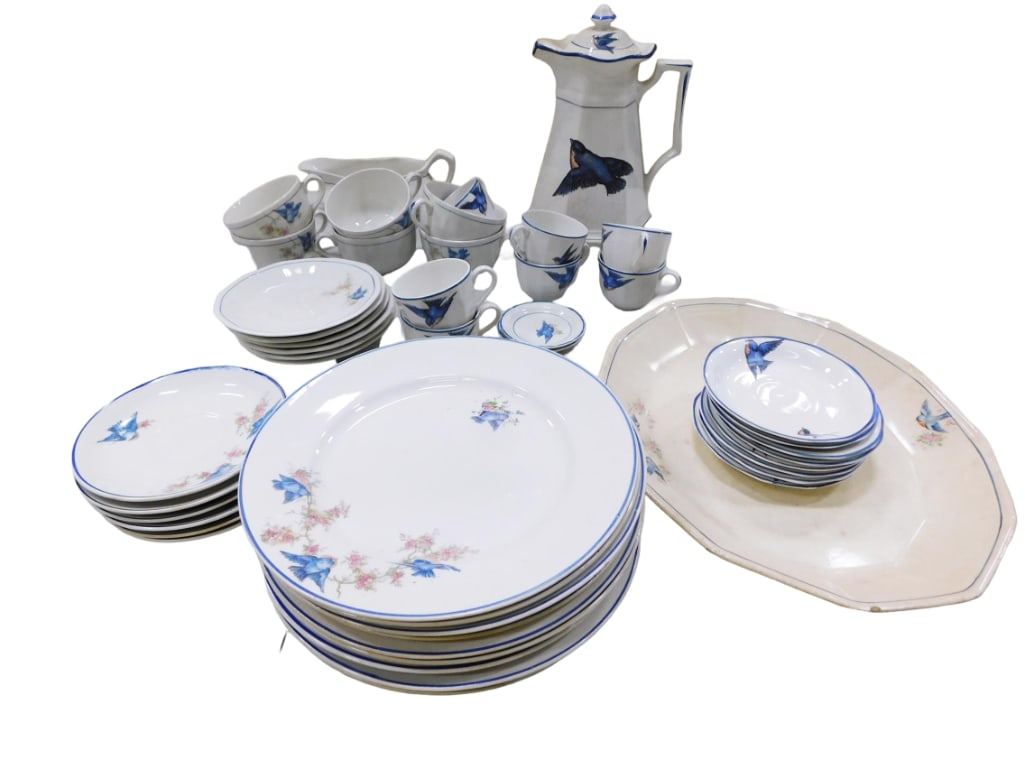 Large China Set with Bluebird and Floral Pattern (1 of 5)