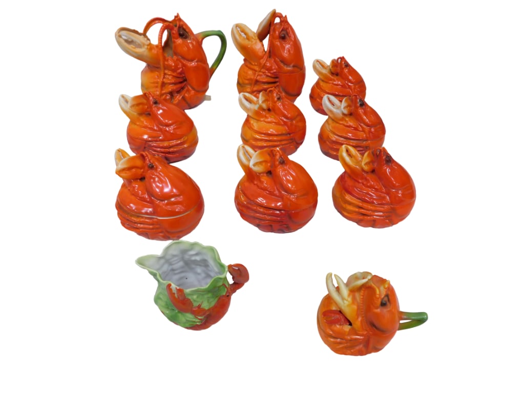 Royal Bayreuth Bavaria Lobster Design Dishes - 7 smaller covered dishes, a larger one, a pitcher, (1 of 5)