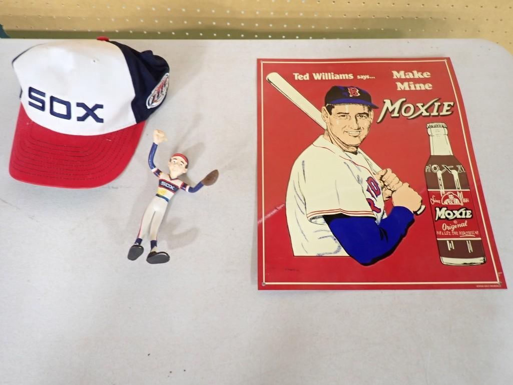 Baseball Lot including Vintage Chicago White Sox Hat and Bendable Figurine, Ted Williams Moxie Adver (1 of 3)
