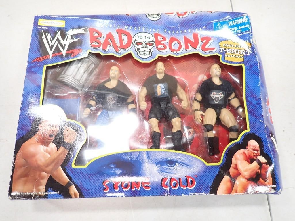 WWF Bad Bonz Stone Cold Steve Austin Wrestling Action Figure Set New in Box (1 of 5)