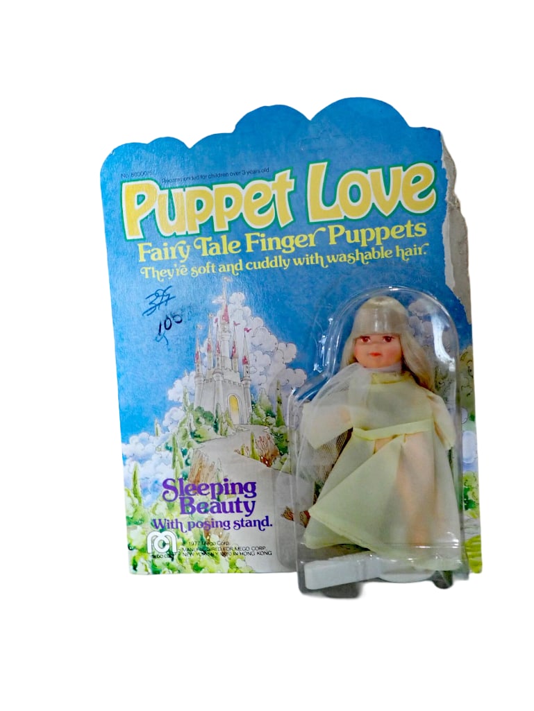 Vtg 1977 Puppet Love Fairy Tale Finger Puppet Sleeping Beauty with Posing Stand by Mego NOS New Old (1 of 6)