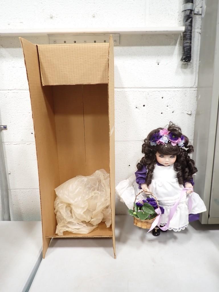 Porcelain Doll with Stand and flower basket (1 of 6)