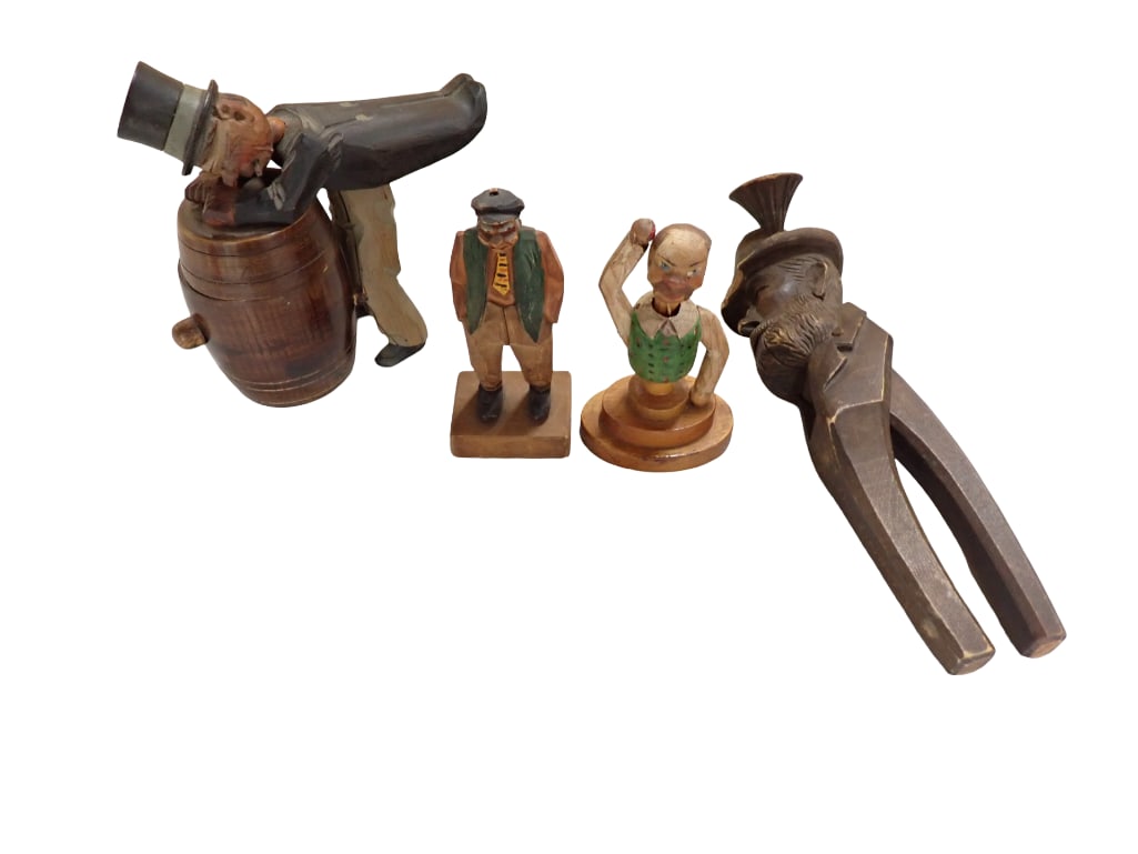 Vintage Hand Carved Wood Folk Art Figures incl Nutcracker, etc (1 of 8)