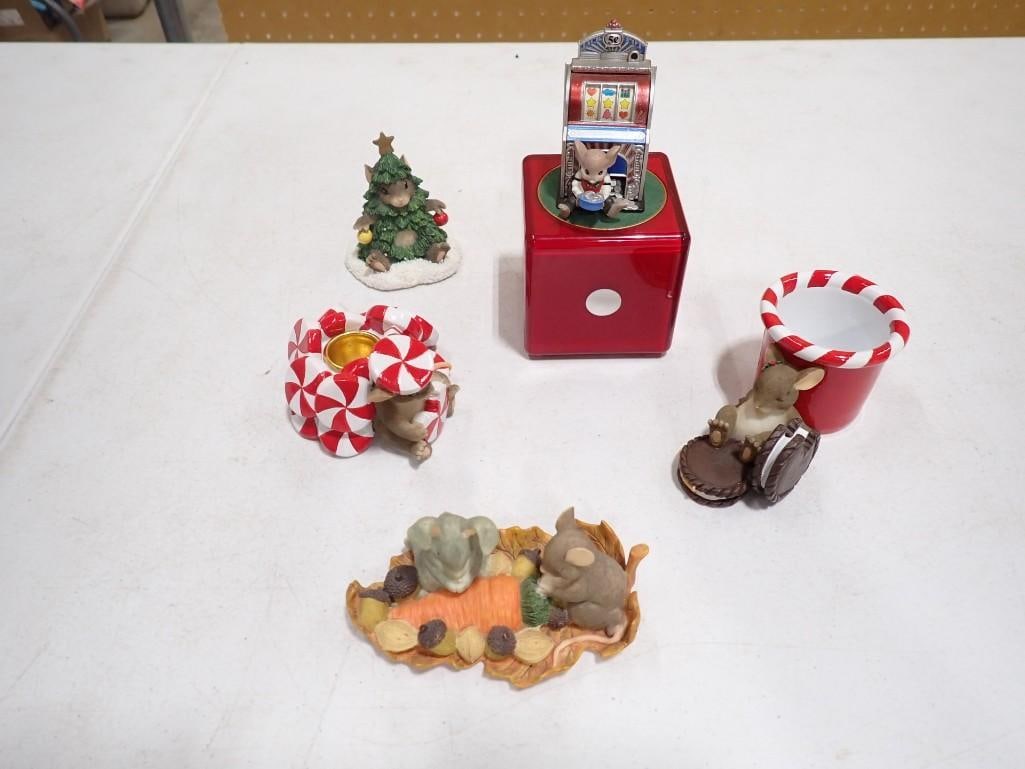 Collectible Mice incl Enesco Music Box "We're in the Money" Mouse, 4 Charming Tails Figurines (1 of 9)
