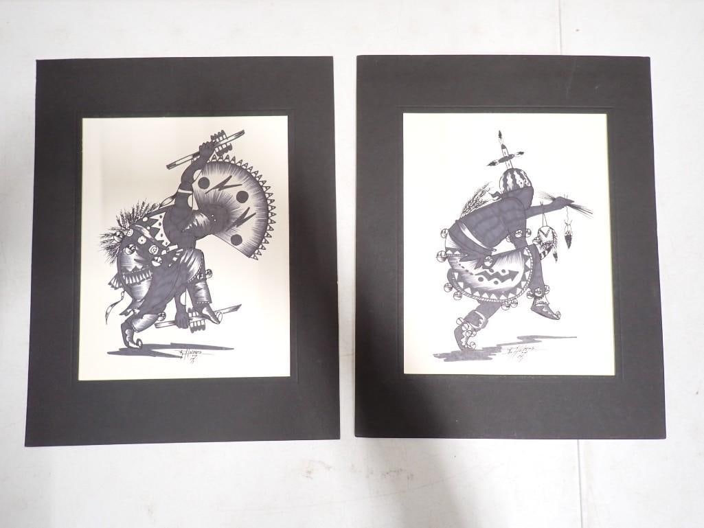 2 Original Black and White Drawings of Native Americans signed R. Holmes (1 of 6)