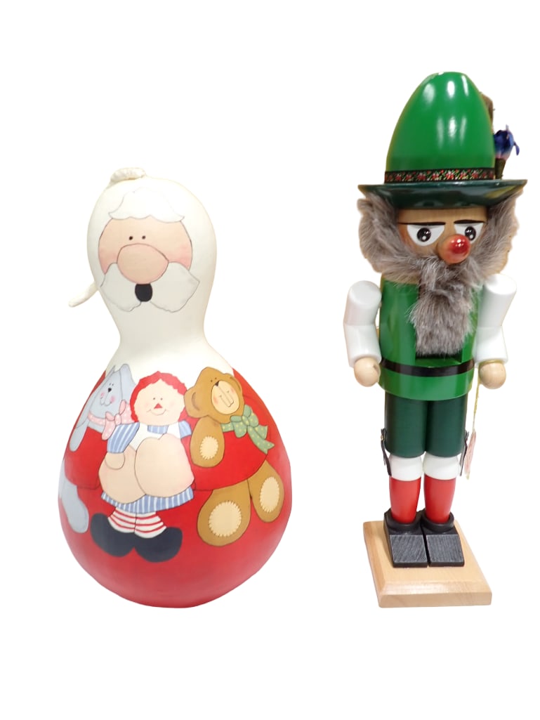 German Steinbach "The Bavarian Nutcracker" and a decorative Santa Claus Gourd (1 of 4)