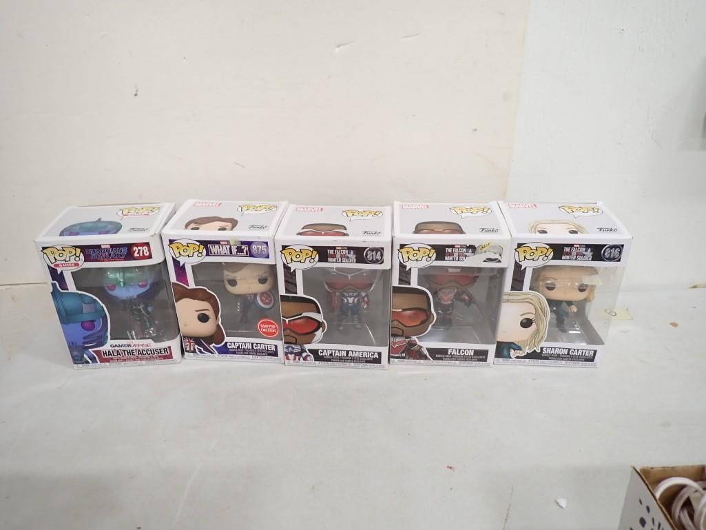 Lot of 5 Funko Pop Figurines - Marvel Guardians of the Galaxy, Captain Carter, Captain America, Falc (1 of 8)