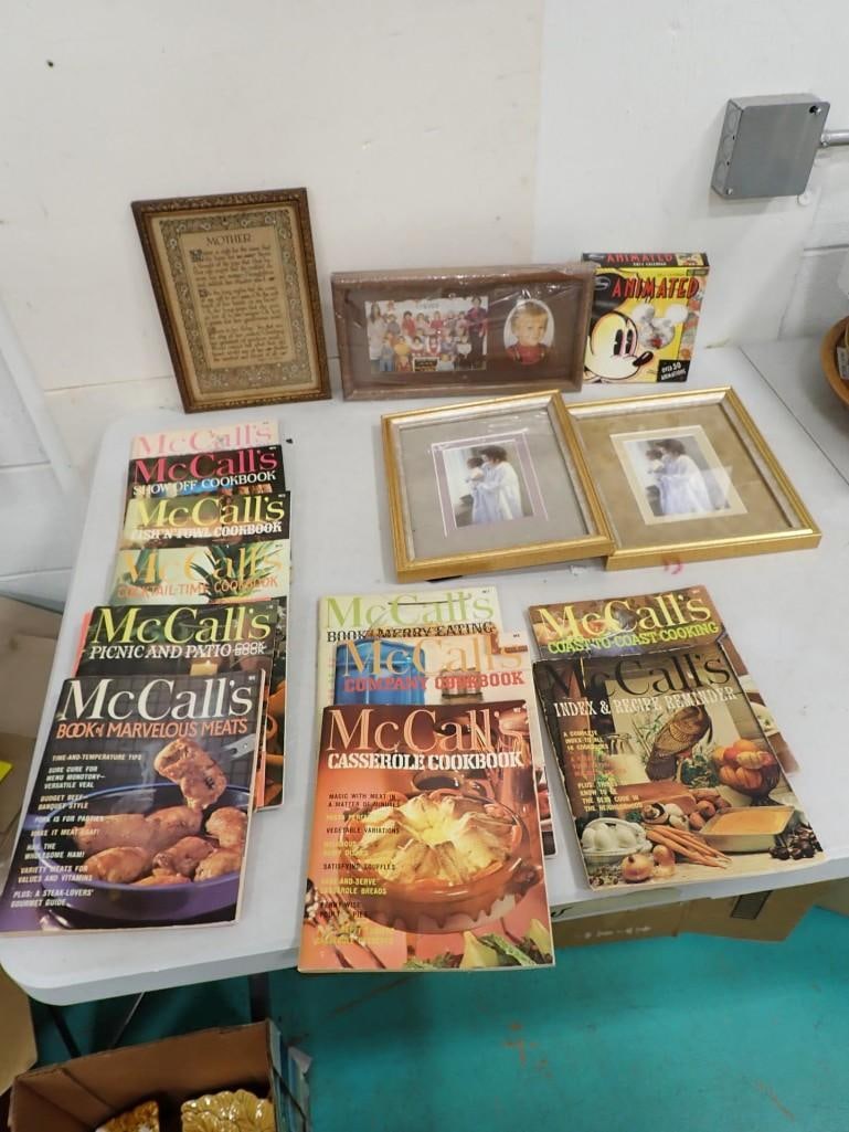 Vintage McCall's Cook Books, some picture frames some with vintage pictures, Walt Disney Mickey Mous (1 of 9)