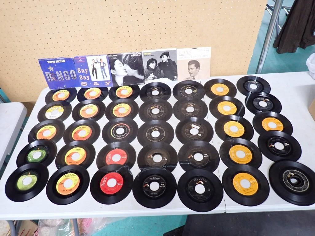 Huge Vinyl 45 Record Lot including Many of The Beatles and Elvis Prestley, plus others (1 of 12)