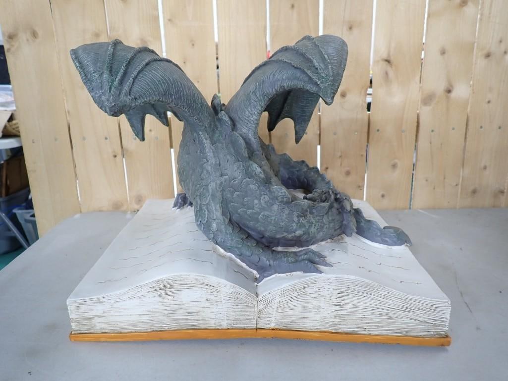 Light up Resin Dragon in a book Sculpture - it lights up, but needs batteries: Light up Resin Dragon in a book Sculpture - it lights up, but needs batteries