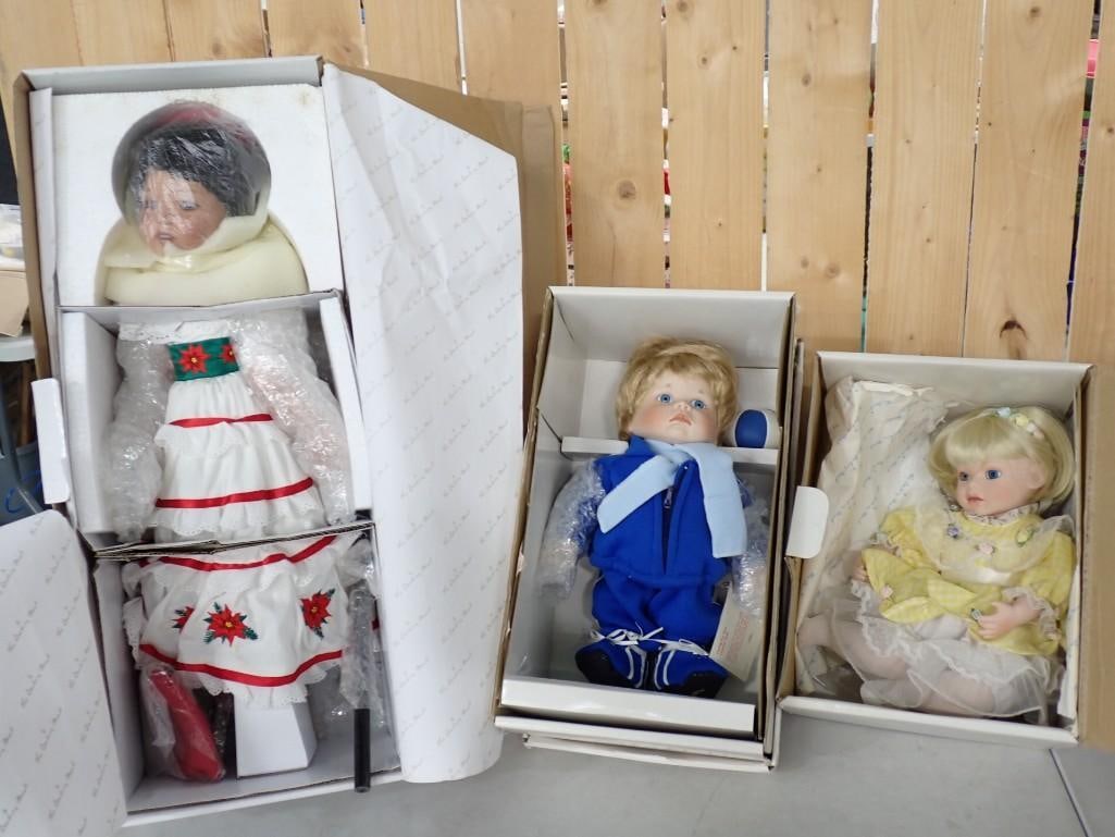 3 Porcelain dolls including Camelot Chuck, Danbury Mint Belinda by Donna Rubert and Ashley (1 of 14)