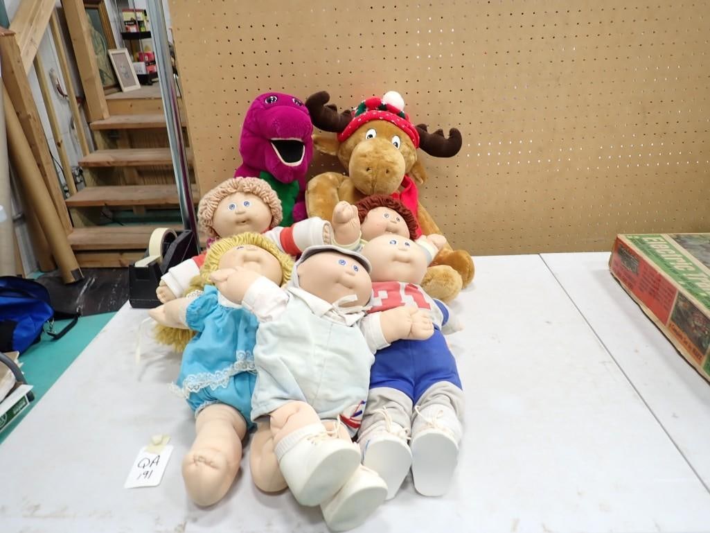 Lot of Cabbage Patch Kids Dolls, Barney the Dinosaur, Etc (1 of 9)