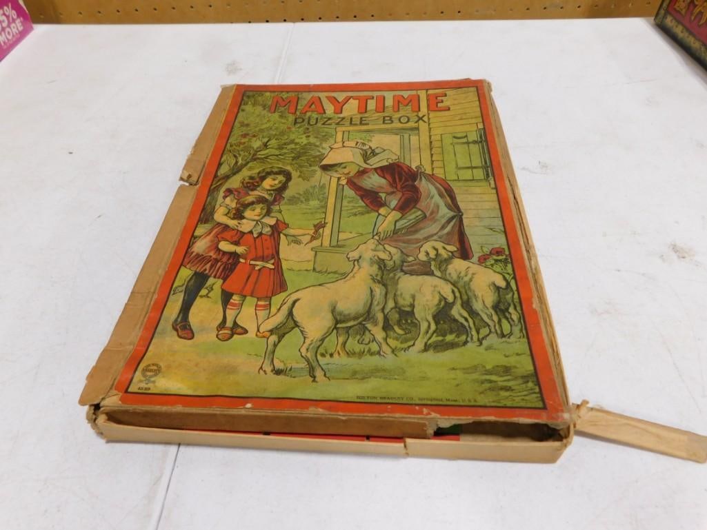 Vintage Milton Bradley Maytime Puzzle Box - puzzle is complete: Vintage Milton Bradley Maytime Puzzle Box - puzzle is complete