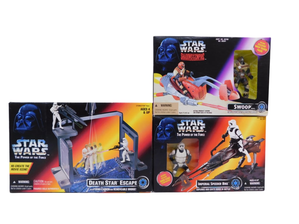 Star Wars NIB Toys and Figures incl Swoop, Imperial Speeder Bike, Death Star Escape (1 of 4)