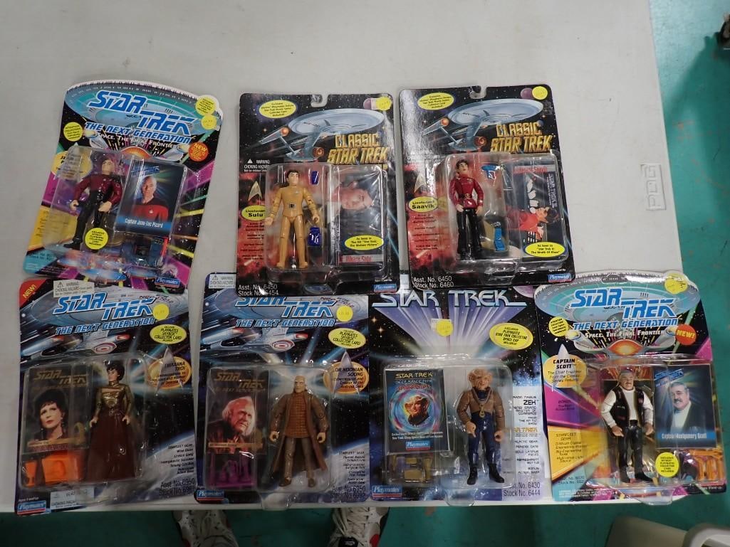 Lot of 7 New On Card Star Trek Action Figures including The Next Generation, TOS, Classic (1 of 10)